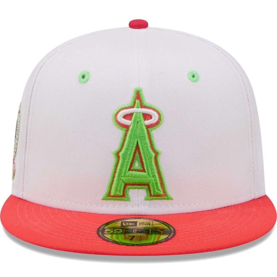 Team * | Men'S Los Angeles Angels New Era White/Coral 50Th Anniversary Strawberry Lolli 59Fifty Fitted Hat