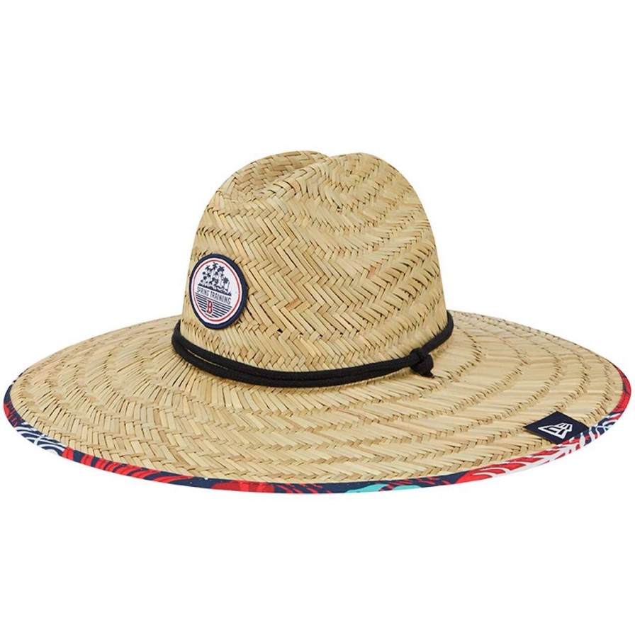 Team * | Men'S Boston Red Sox New Era Natural 2023 Spring Training Floral Straw Hat