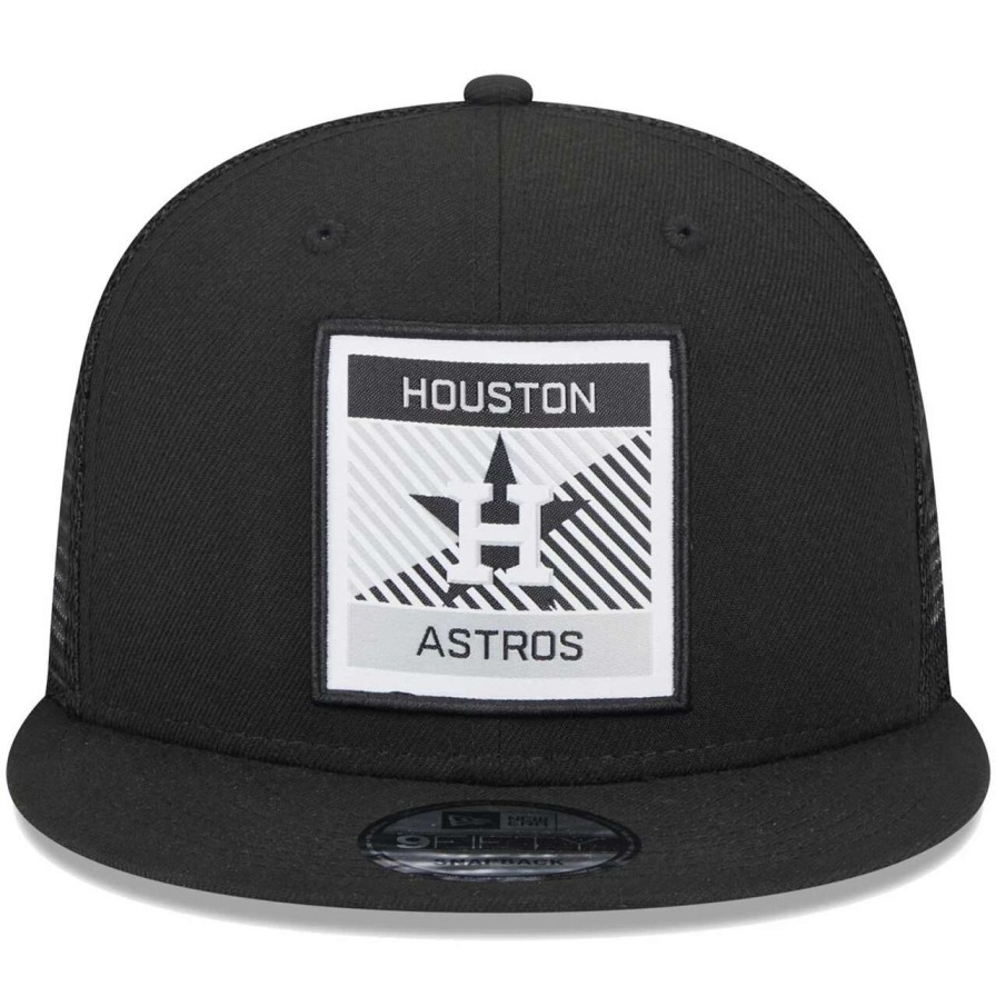 Team * | Men'S Houston Astros New Era Black Scratch Squared Trucker 9Fifty Snapback Hat