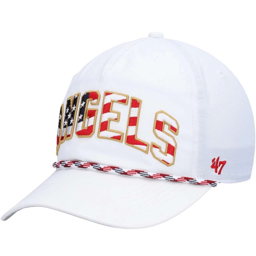 Team * | Men'S Los Angeles Angels '47 White Flag Flutter Hitch Snapback Hat