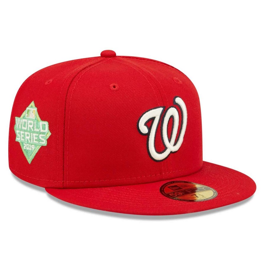 Team * | Men'S Washington Nationals New Era Red 2019 World Series Champions Citrus Pop Uv 59Fifty Fitted Hat