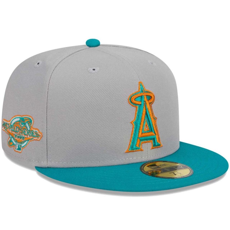 Team * | Men'S Los Angeles Angels New Era Gray/Teal 59Fifty Fitted Hat