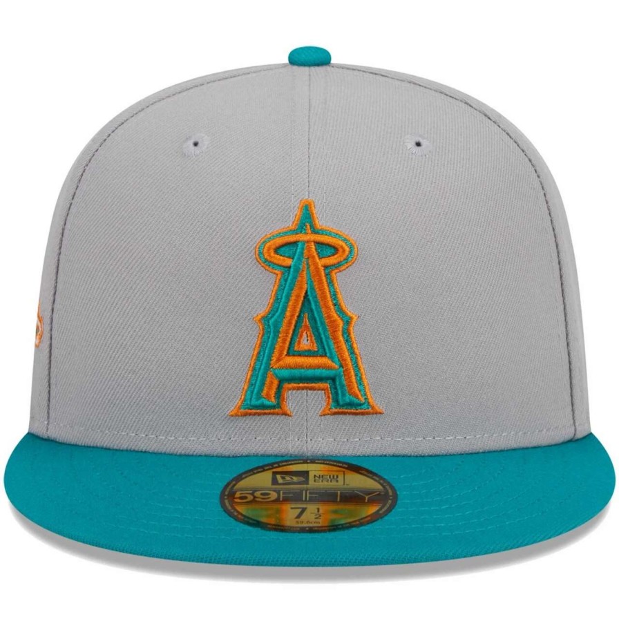 Team * | Men'S Los Angeles Angels New Era Gray/Teal 59Fifty Fitted Hat