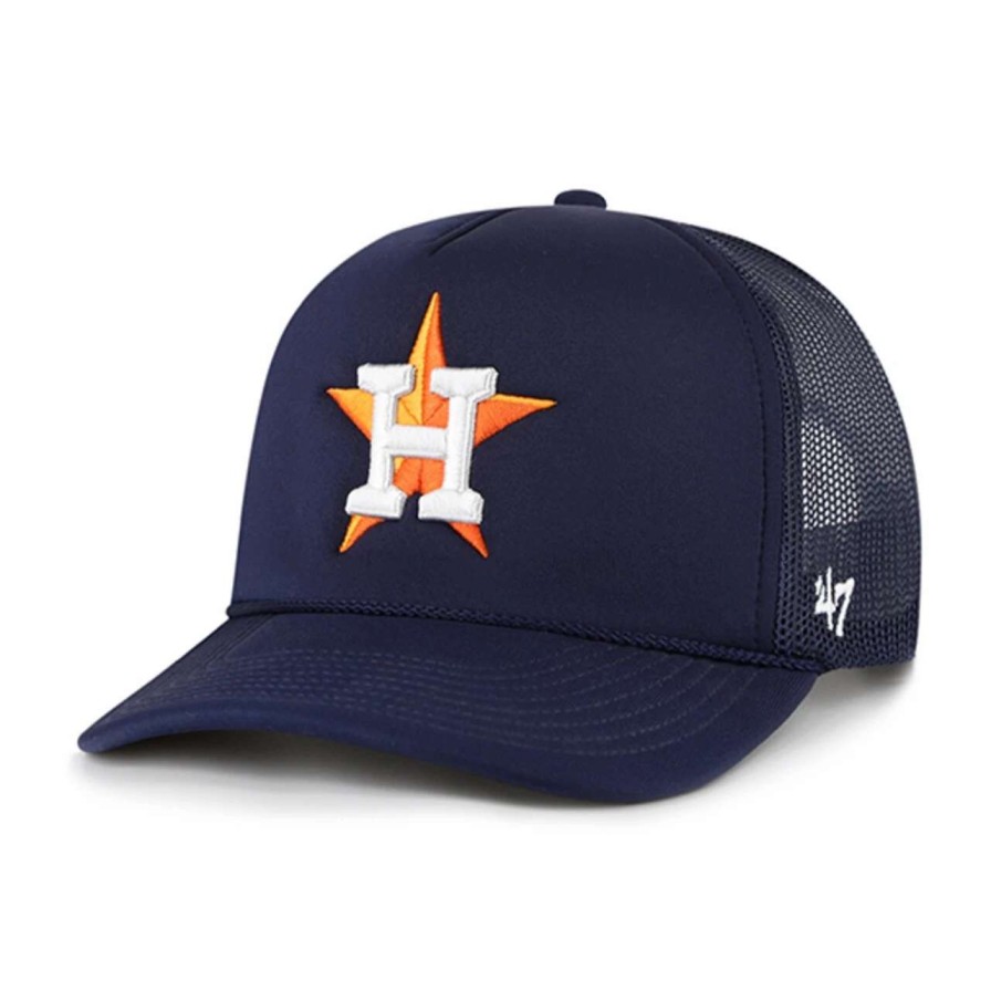 Team * | Men'S Houston Astros '47 Navy Foamo Trucker Snapback Hat