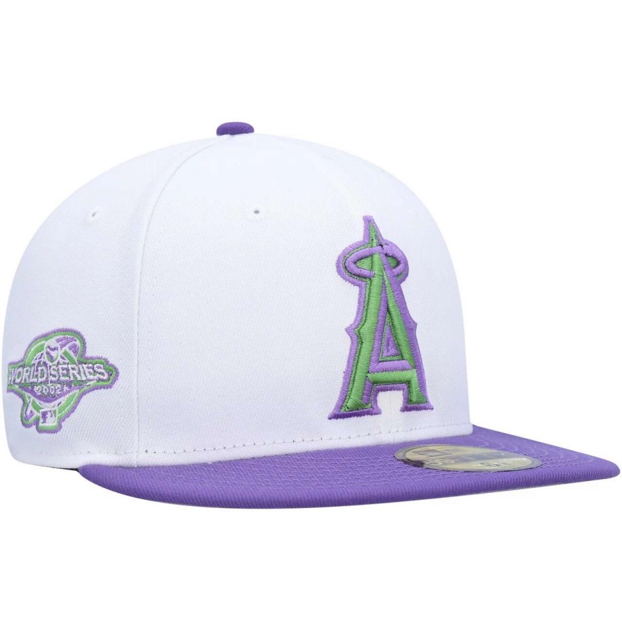 Team * | Men'S Los Angeles Angels New Era White 2002 World Series Side Patch 59Fifty Fitted Hat