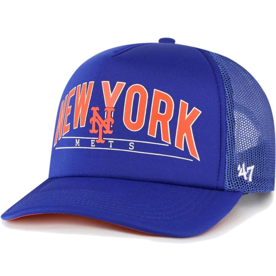 Team * | Men'S New York Mets '47 Royal Backhaul Foam Trucker Snapback Hat