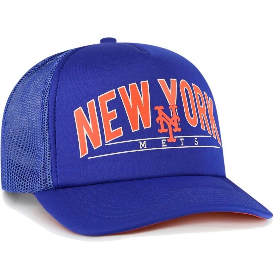 Team * | Men'S New York Mets '47 Royal Backhaul Foam Trucker Snapback Hat