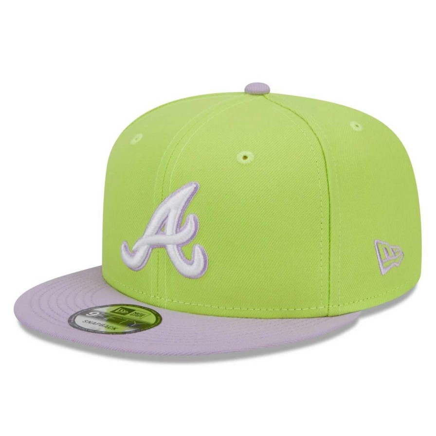 Team * | Men'S Atlanta Braves New Era Neon Green/Purple Spring Basic Two-Tone 9Fifty Snapback Hat