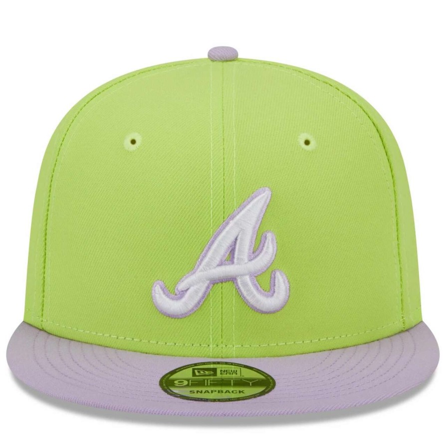 Team * | Men'S Atlanta Braves New Era Neon Green/Purple Spring Basic Two-Tone 9Fifty Snapback Hat