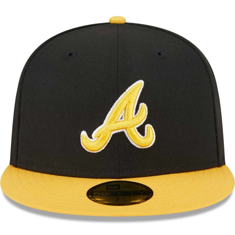 Team * | Men'S Atlanta Braves New Era Black/Gold 59Fifty Fitted Hat