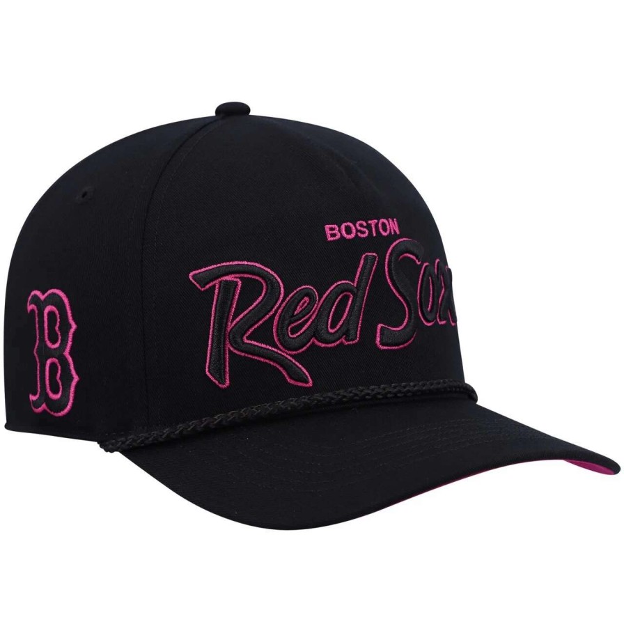 Team * | Men'S Boston Red Sox '47 Black Hitch Orchid Undervisor Snapback Hat