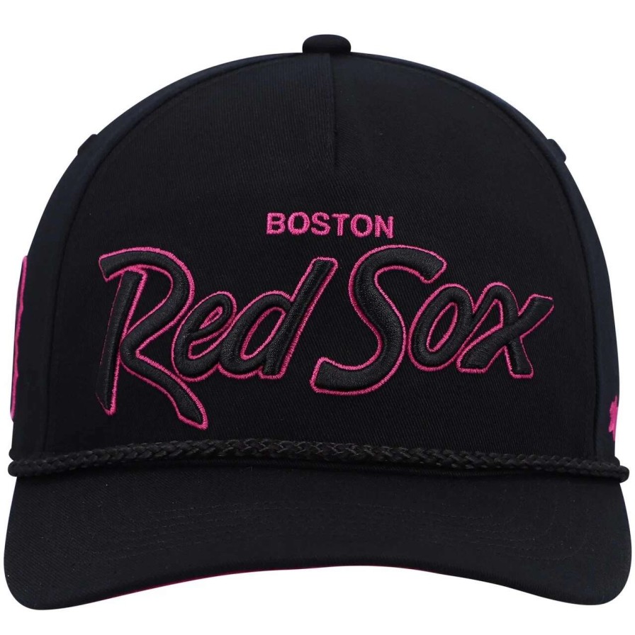 Team * | Men'S Boston Red Sox '47 Black Hitch Orchid Undervisor Snapback Hat