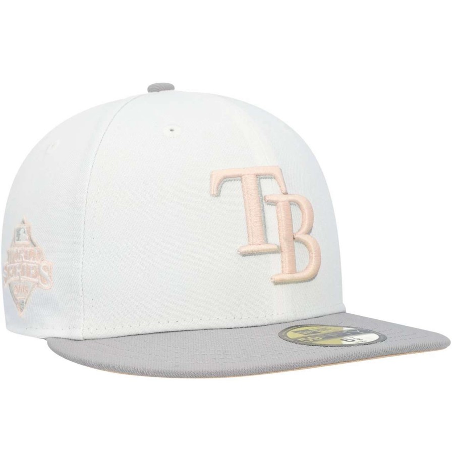 Team * | Men'S Tampa Bay Rays New Era White/Gray 2008 World Series Side Patch Undervisor 59Fifty Fitted Hat