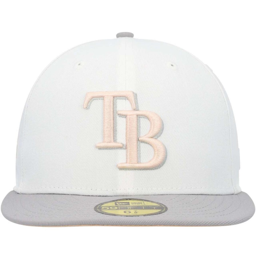 Team * | Men'S Tampa Bay Rays New Era White/Gray 2008 World Series Side Patch Undervisor 59Fifty Fitted Hat