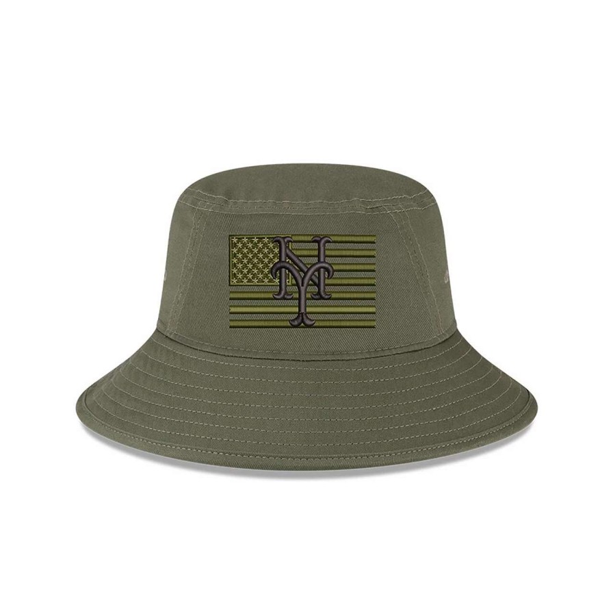 Team * | Men'S New York Mets New Era Green 2023 Armed Forces Day Bucket Hat