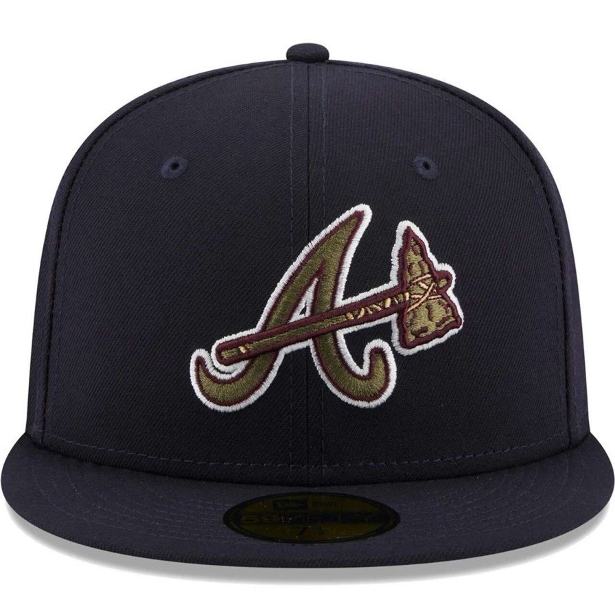 Team * | Men'S Atlanta Braves New Era Navy 40Th Anniversary Spring Training Botanical 59Fifty Fitted Hat