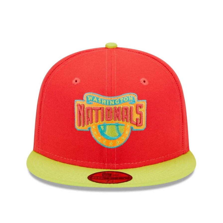 Team * | Men'S Washington Nationals New Era Red/Neon Green 2008 Inaugural Season Lava Highlighter Combo 59Fifty Fitted Hat