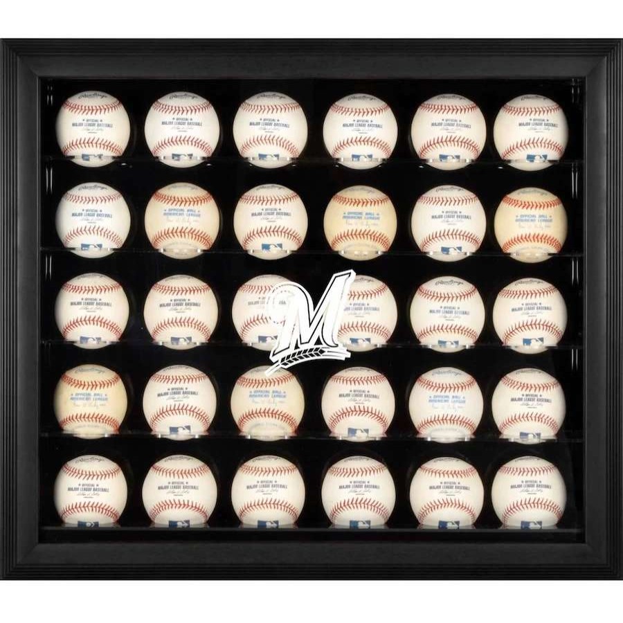 Collectibles & Memorabilia * | Milwaukee Brewers Fanatics Authentic Logo Black Framed 30-Ball Display Case