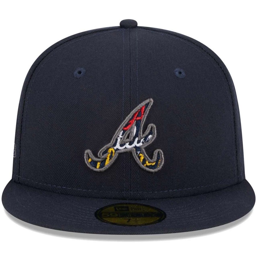 Team * | Men'S Atlanta Braves New Era Navy Script Fill 59Fifty Fitted Hat