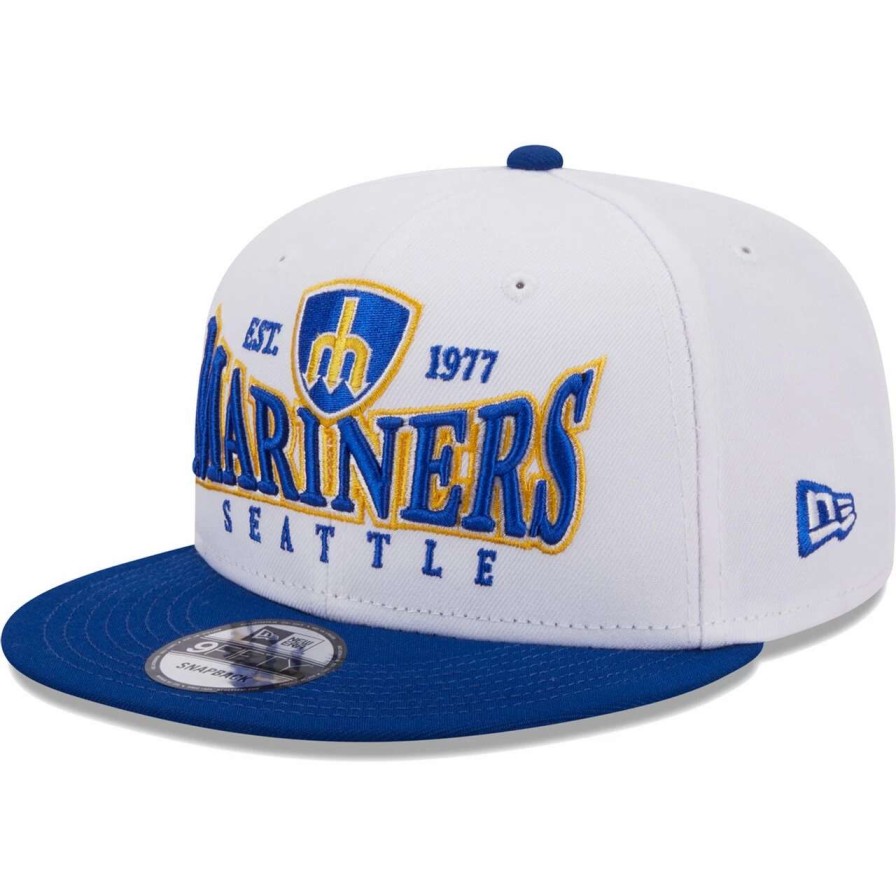 Team * | Men'S Seattle Mariners New Era White/Royal Crest 9Fifty Snapback Hat