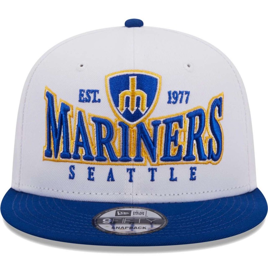 Team * | Men'S Seattle Mariners New Era White/Royal Crest 9Fifty Snapback Hat