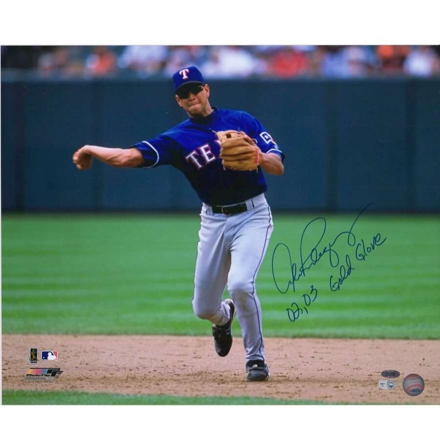 Collectibles & Memorabilia * | Autographed Texas Rangers Alex Rodriguez Fanatics Authentic 16 X 20 Throwing Photograph With "02, 03 Gold Glove" Inscription