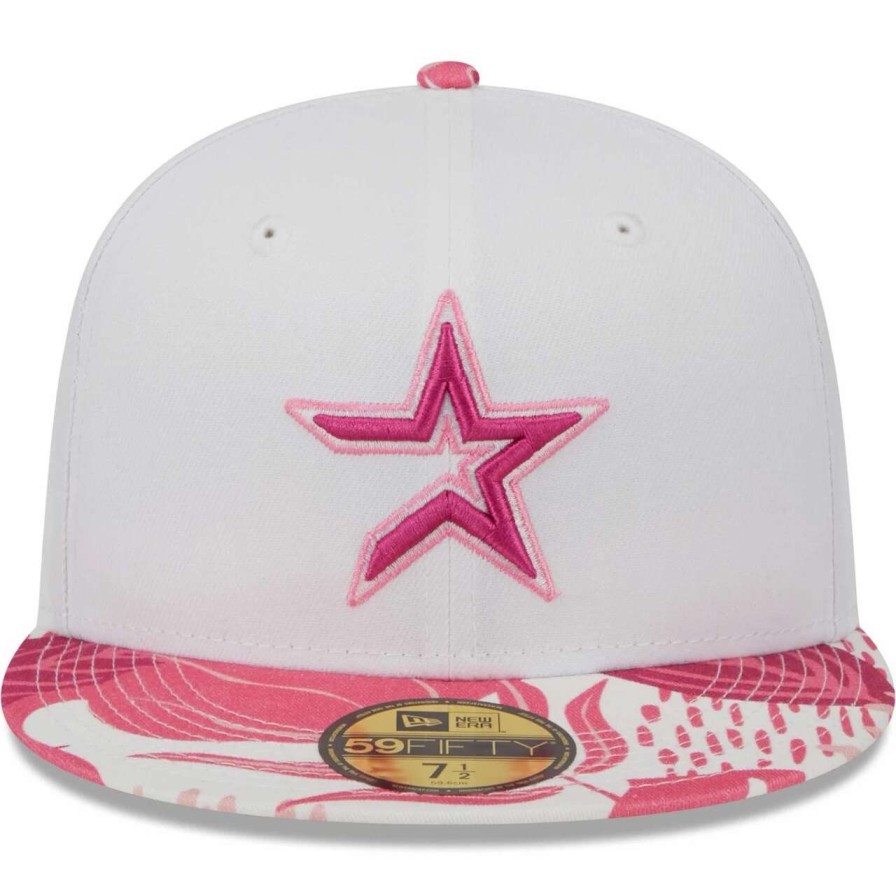 Team * | Men'S Houston Astros New Era White/Pink Flamingo 59Fifty Fitted Hat