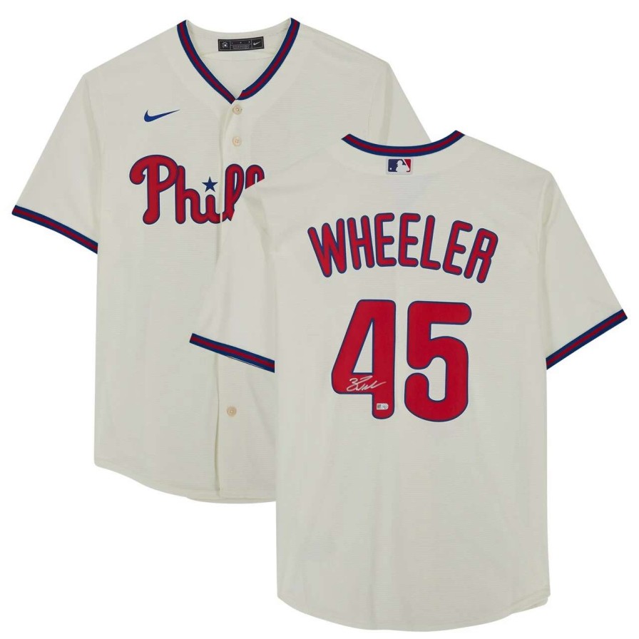 Collectibles & Memorabilia * | Autographed Philadelphia Phillies Zack Wheeler Fanatics Authentic Cream Nike Authentic Jersey