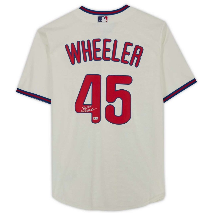 Collectibles & Memorabilia * | Autographed Philadelphia Phillies Zack Wheeler Fanatics Authentic Cream Nike Authentic Jersey