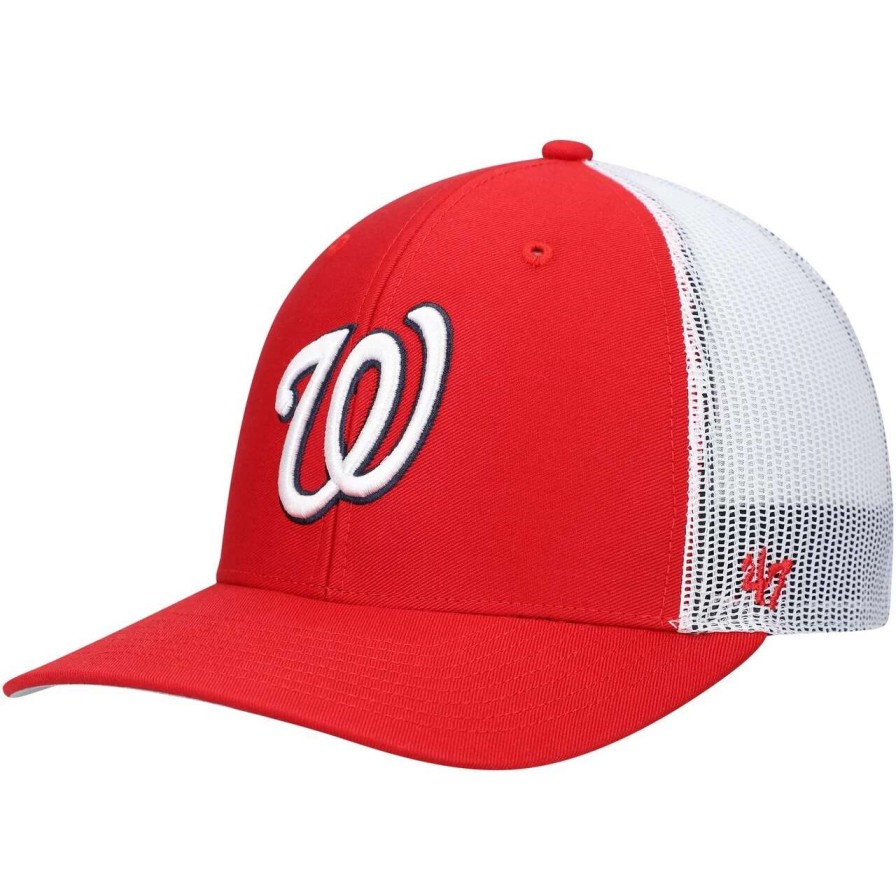 Team * | Men'S '47 Red/White Washington Nationals Primary Logo Trucker Snapback Hat