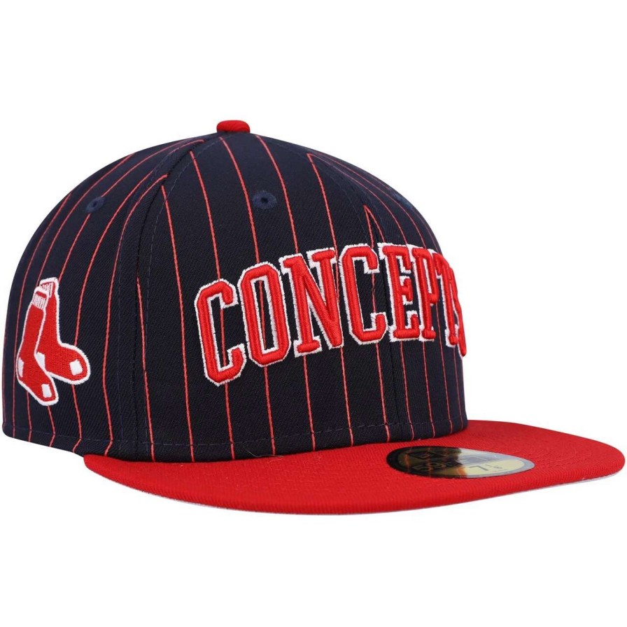 Team * | Men'S Boston Red Sox New Era Navy Concepts Pinstripe 59Fifty Fitted Hat