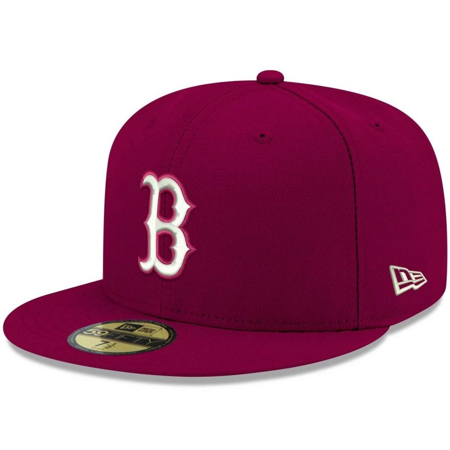 Team * | Men'S Boston Red Sox New Era Cardinal White Logo 59Fifty Fitted Hat