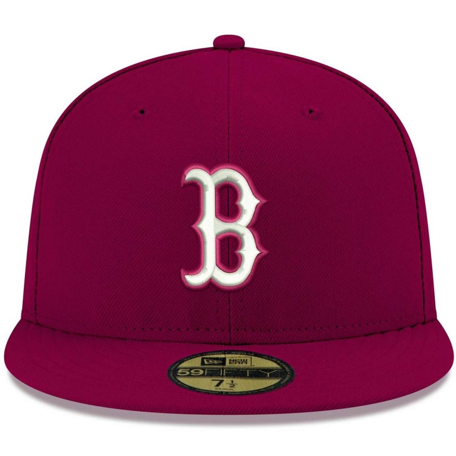 Team * | Men'S Boston Red Sox New Era Cardinal White Logo 59Fifty Fitted Hat