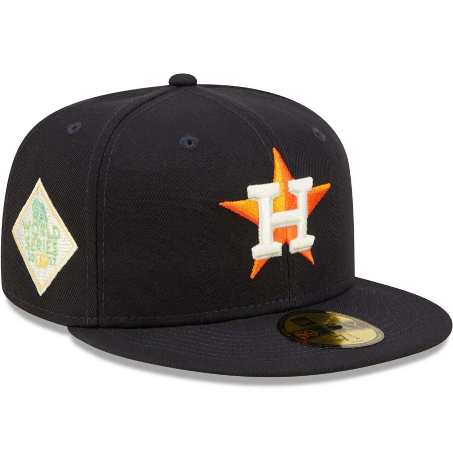 Team * | Men'S Houston Astros New Era Navy 2017 World Series Champions Citrus Pop Undervisor 59Fifty Fitted Hat