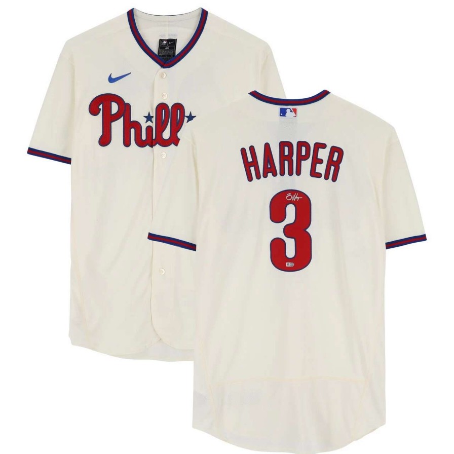 Collectibles & Memorabilia * | Bryce Harper Philadelphia Phillies Autographed Fanatics Authentic Cream Nike Authentic Jersey