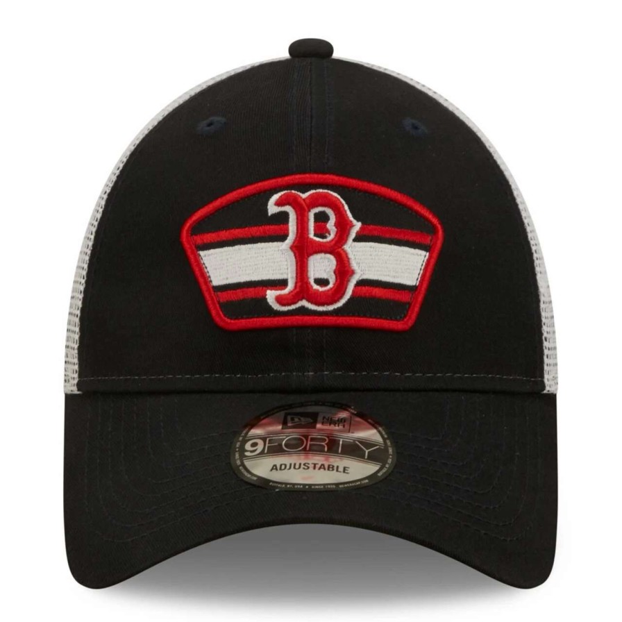 Team * | Men'S Boston Red Sox New Era Navy/White Logo Patch 9Forty Trucker Snapback Hat