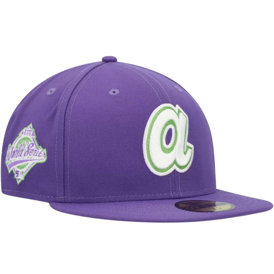 Team * | Men'S Atlanta Braves New Era Purple Lime Side Patch 59Fifty Fitted Hat