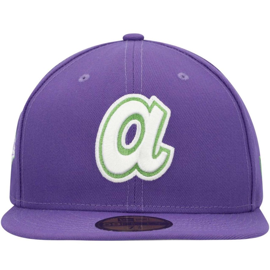 Team * | Men'S Atlanta Braves New Era Purple Lime Side Patch 59Fifty Fitted Hat