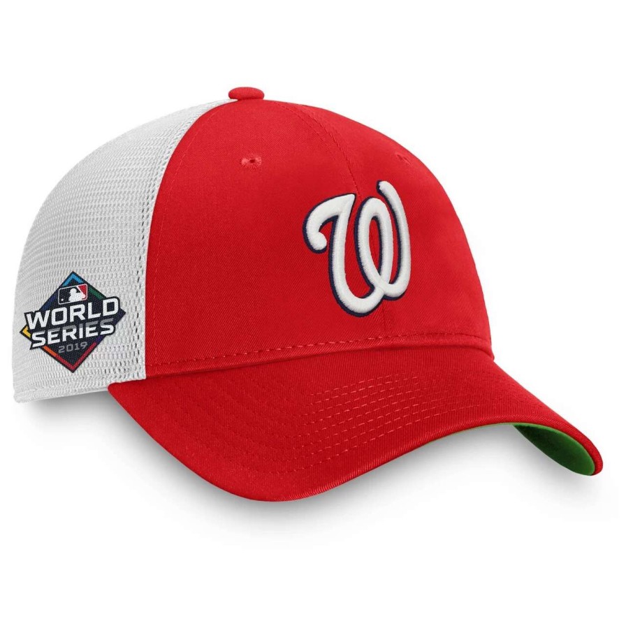 Team * | Men'S Washington Nationals Fanatics Branded Red/White 2019 World Series Patch Team Trucker Snapback Hat