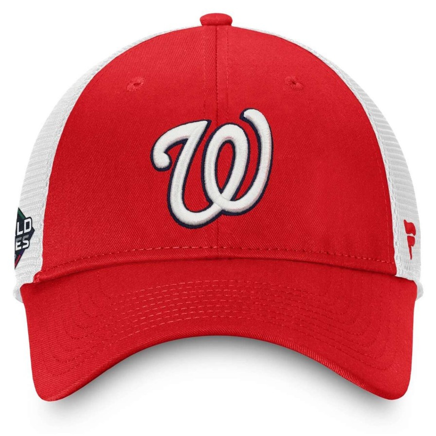 Team * | Men'S Washington Nationals Fanatics Branded Red/White 2019 World Series Patch Team Trucker Snapback Hat