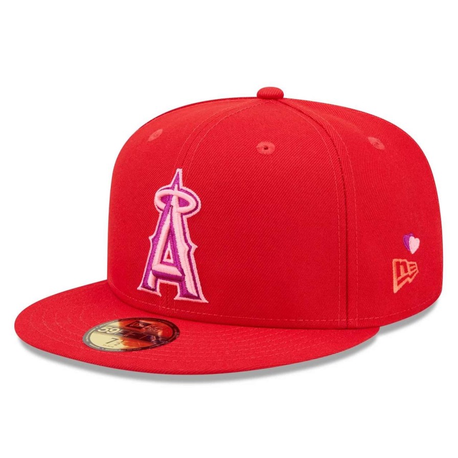 Team * | Men'S Los Angeles Angels New Era Red Purple Undervisor 59Fifty Fitted Hat