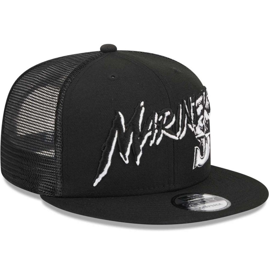 Team * | Men'S Seattle Mariners New Era Black Street Trucker 9Fifty Snapback Hat