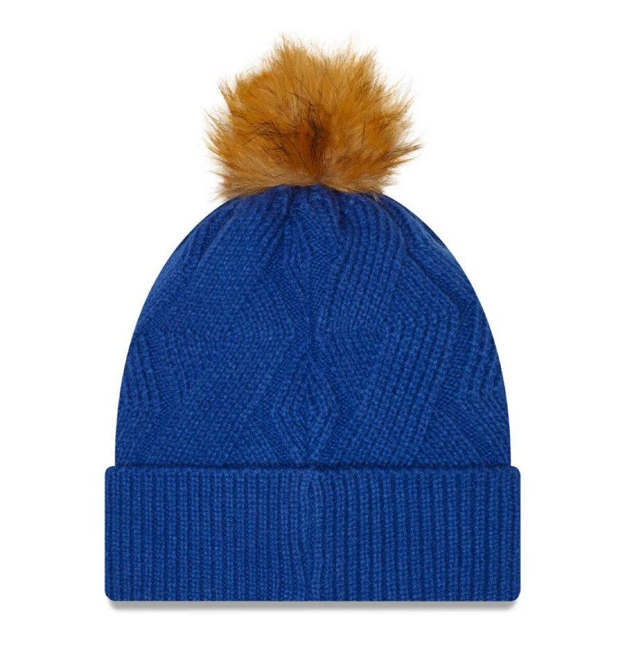 Team * | Women'S New York Mets New Era Royal Snowy Cuffed Knit Hat With Pom