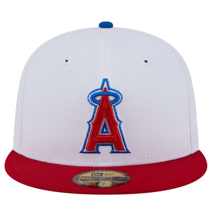 Team * | Men'S Los Angeles Angels New Era White/Red Undervisor 59Fifty Fitted Hat