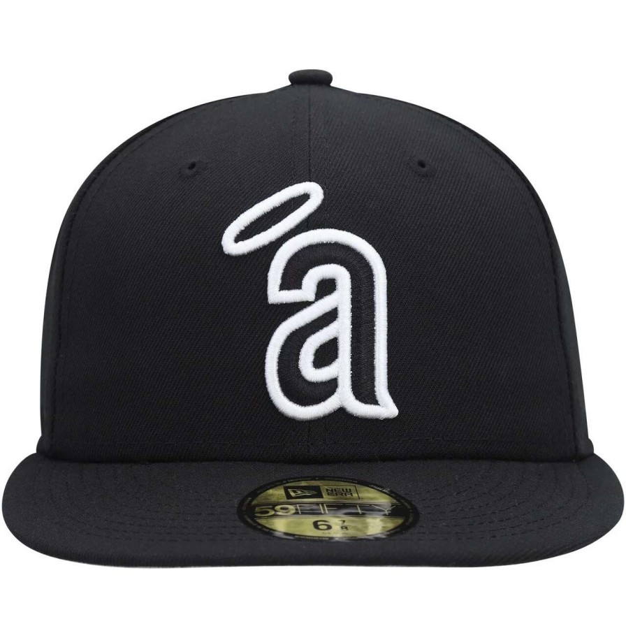 Team * | Men'S California Angels New Era Black On Black Dub 59Fifty Fitted Hat