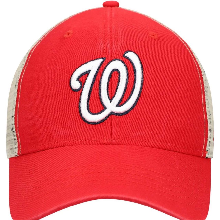 Team * | Men'S Washington Nationals '47 Red/Natural Flagship Washed Mvp Trucker Snapback Hat