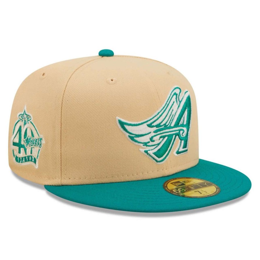 Team * | Men'S Los Angeles Angels New Era Natural/Teal Mango Forest 59Fifty Fitted Hat