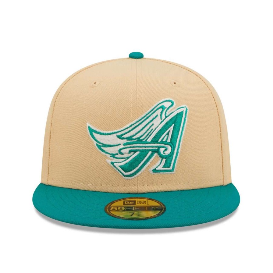 Team * | Men'S Los Angeles Angels New Era Natural/Teal Mango Forest 59Fifty Fitted Hat