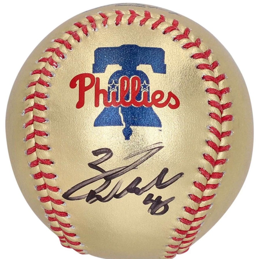 Collectibles & Memorabilia * | Autographed Philadelphia Phillies Zack Wheeler Fanatics Authentic Gold Leather Baseball