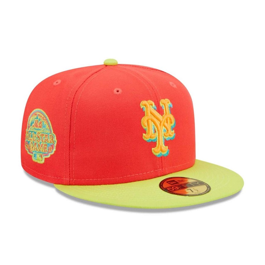 Team * | Men'S New York Mets New Era Red/Neon Green Lava Highlighter Combo 59Fifty Fitted Hat